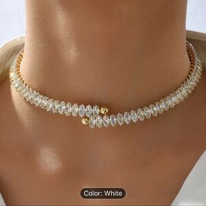 Gold and White Pearl Choker Necklace
